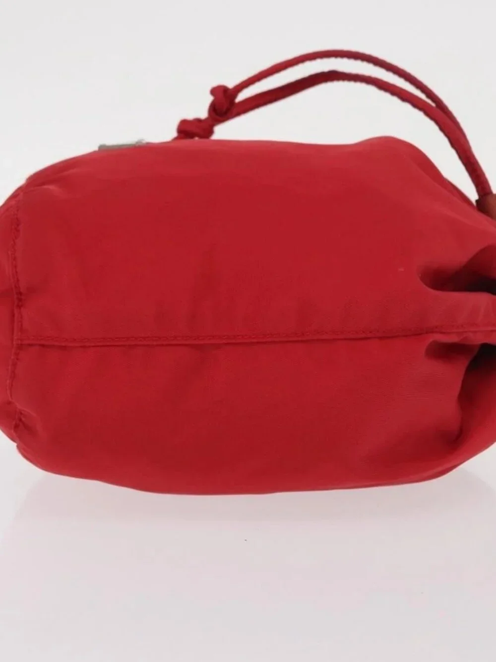 PRADA Drawstring Pouch Nylon Red Auth ka2042